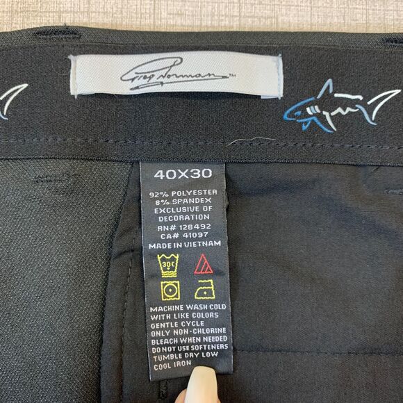 Greg Norman Dress Pant Mens 40x30 VJONE Black Flat Front Stretch Polyester Blend - Picture 5 of 9